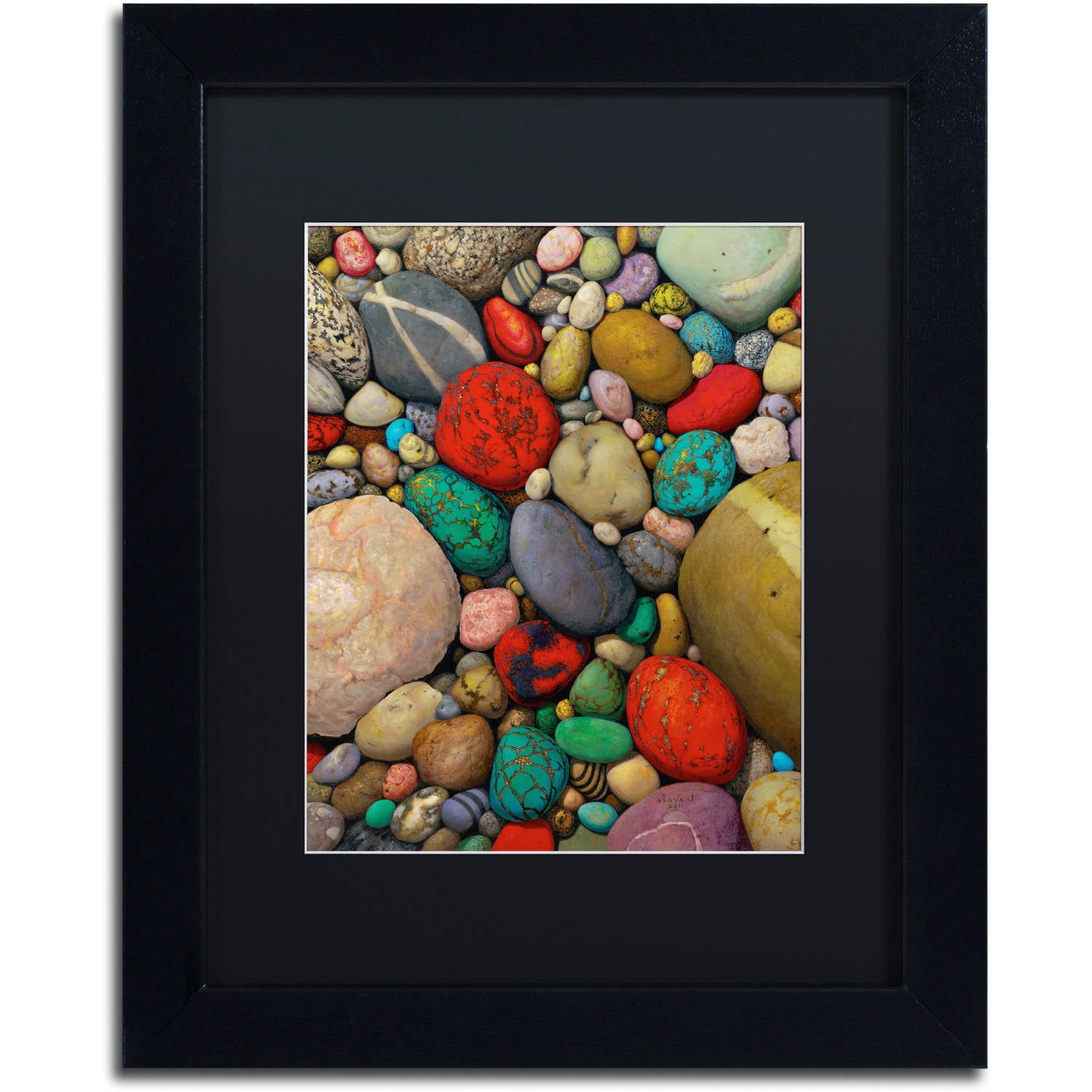 Trademark Fine Art "Shallows of Treasure Creek" Canvas Art by Stephen Stavast, Black Matte, Black Frame