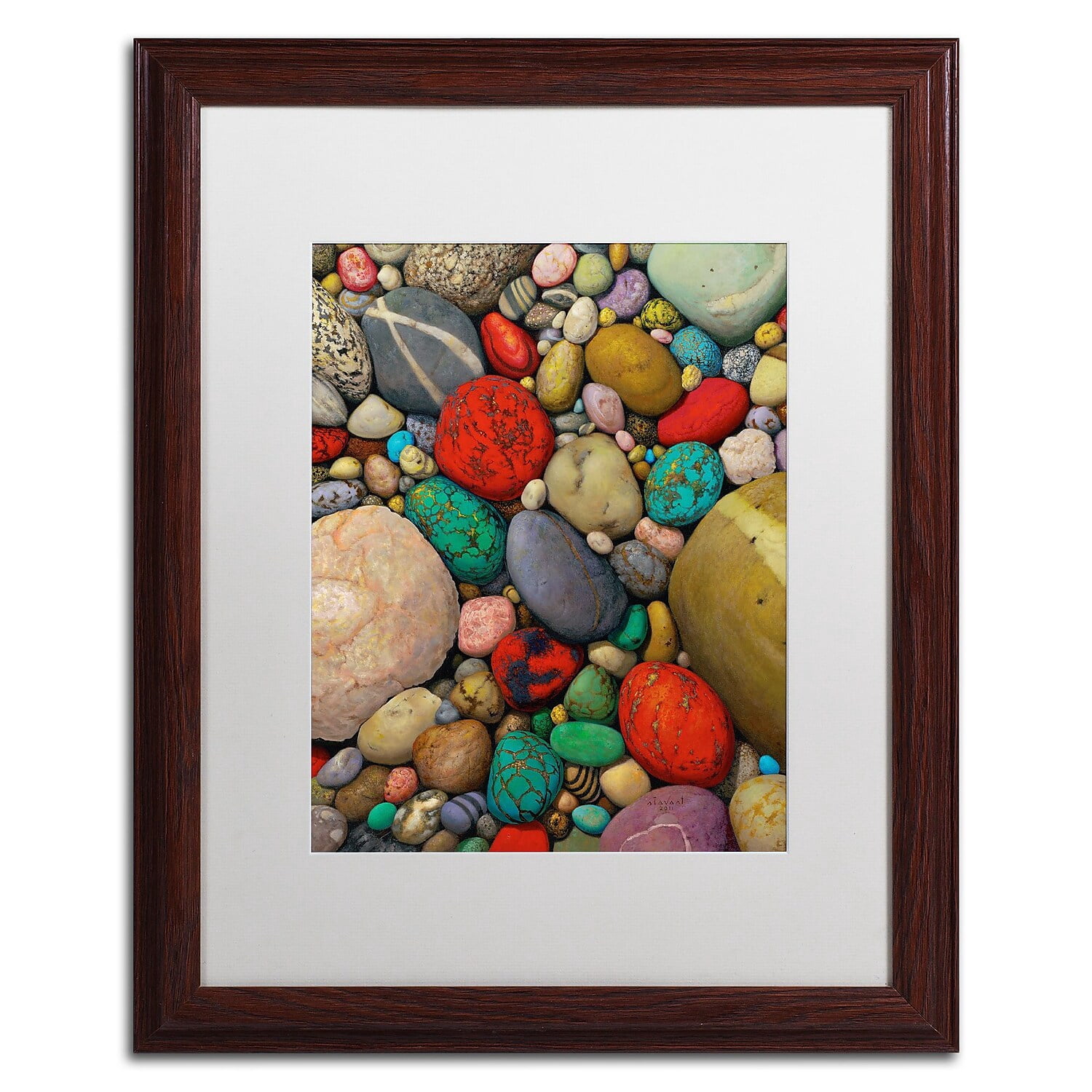 Trademark Fine Art "Shallows of Treasure Creek" Canvas Art by Stephen Stavast, White Matte, Wood Frame