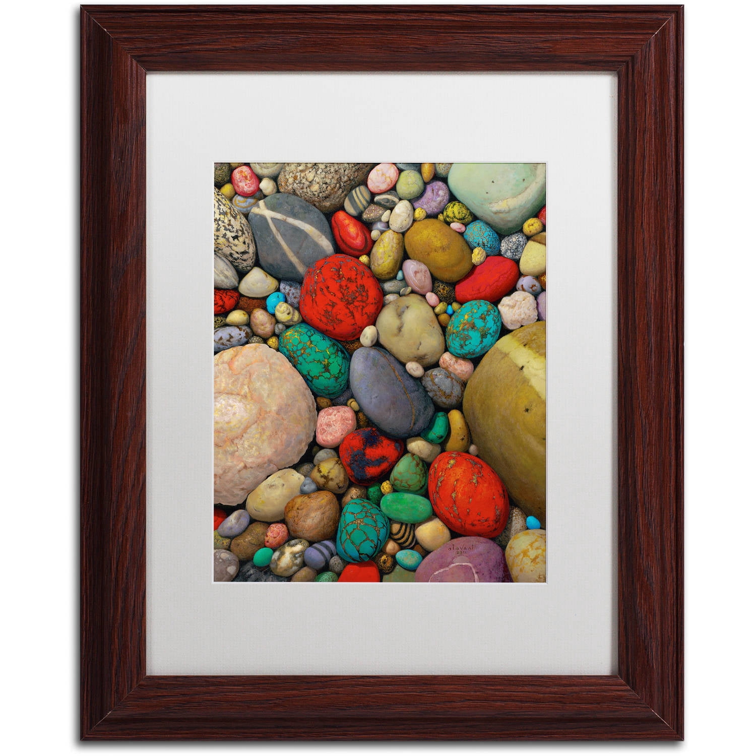 Trademark Fine Art "Shallows of Treasure Creek" Canvas Art by Stephen Stavast, White Matte, Wood Frame