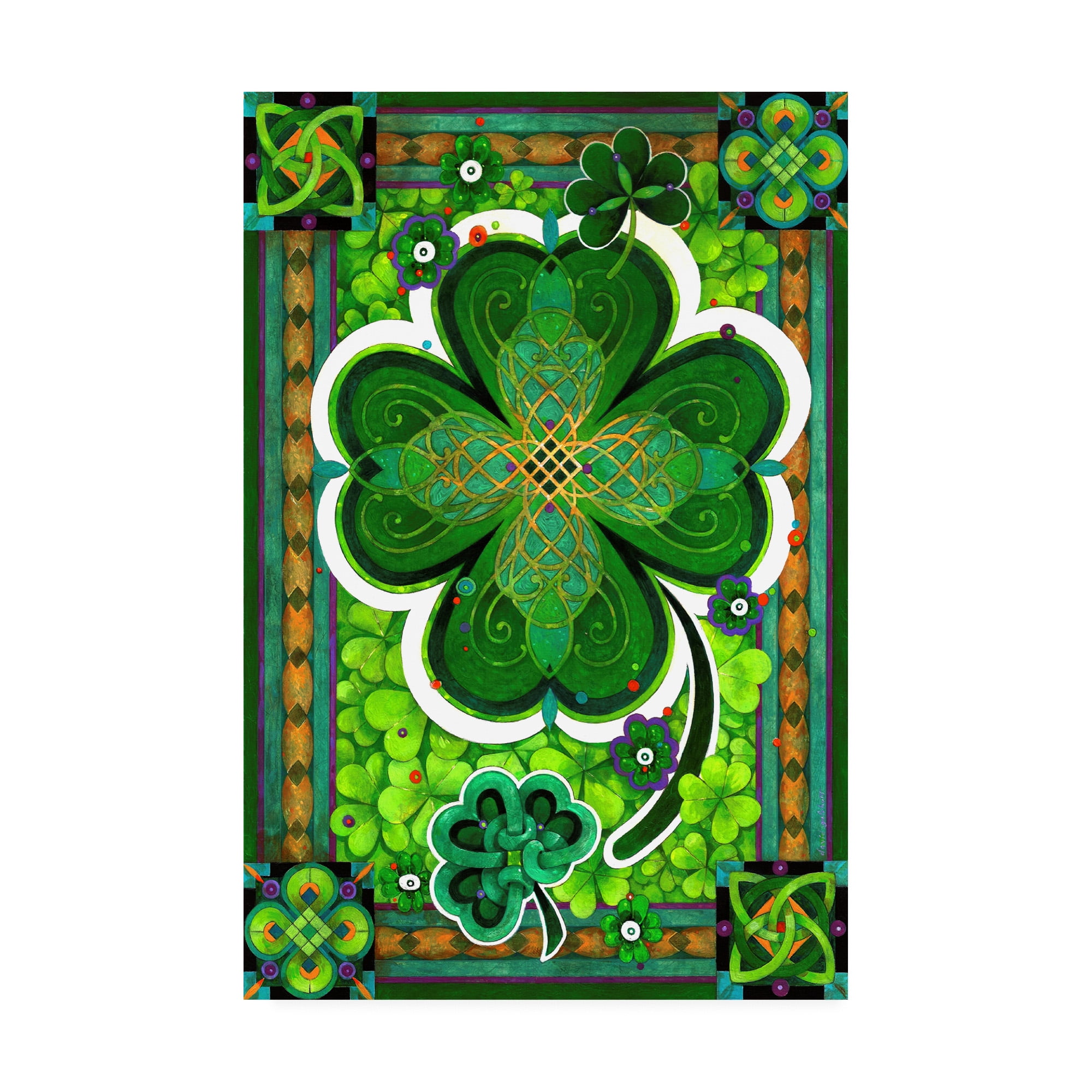 Trademark Fine Art 'Shamrocks Celtic Frame' Canvas Art by David Galchutt