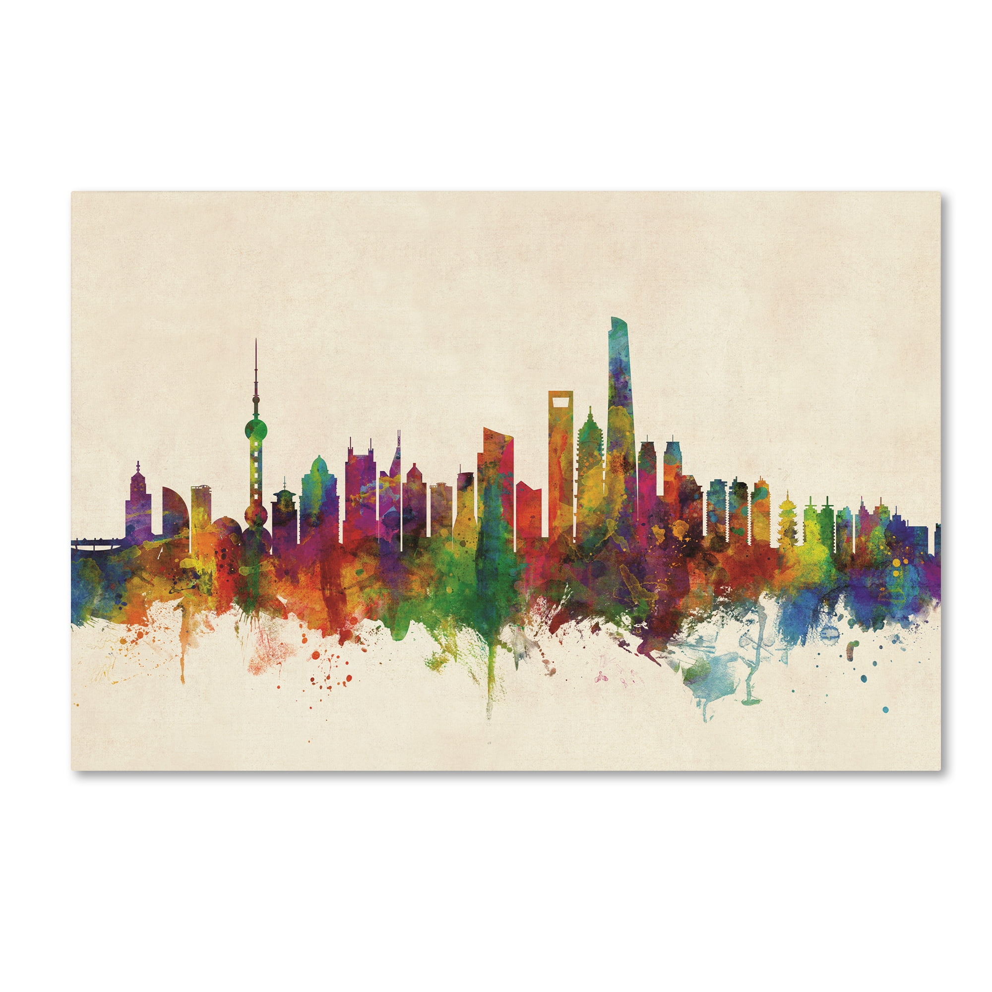 Trademark Fine Art 'Shanghai China Skyline' Canvas Art by Michael Tompsett