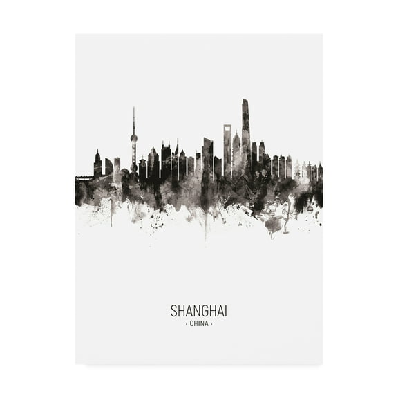 Trademark Fine Art 'Shanghai China Skyline Portrait II' Canvas Art by Michael Tompsett