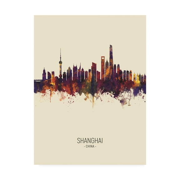 Trademark Fine Art 'Shanghai China Skyline Portrait III' Canvas Art by Michael Tompsett