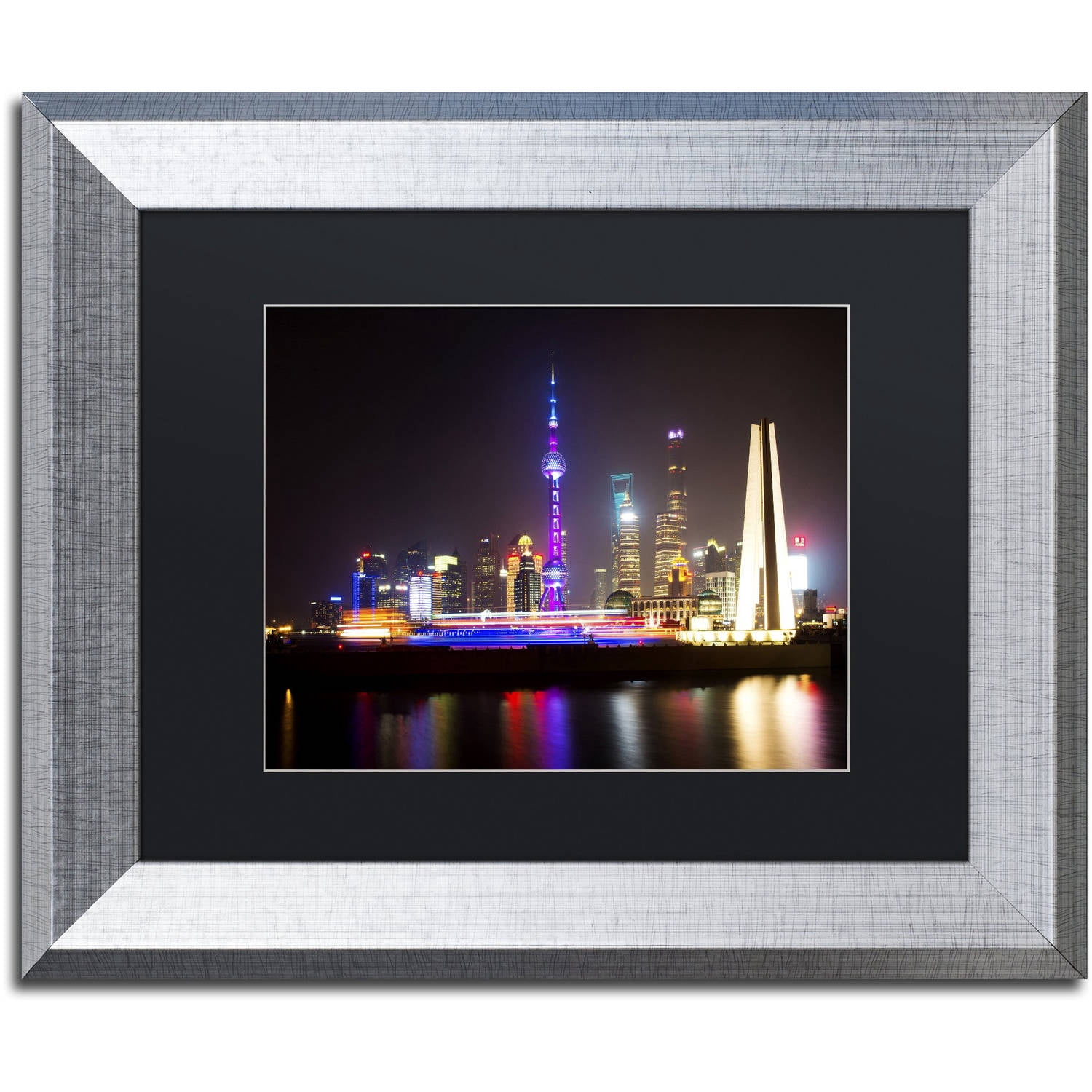 Trademark Fine Art "Shanghai City" Canvas Art by Philippe Hugonnard, Black Matte, Silver Frame