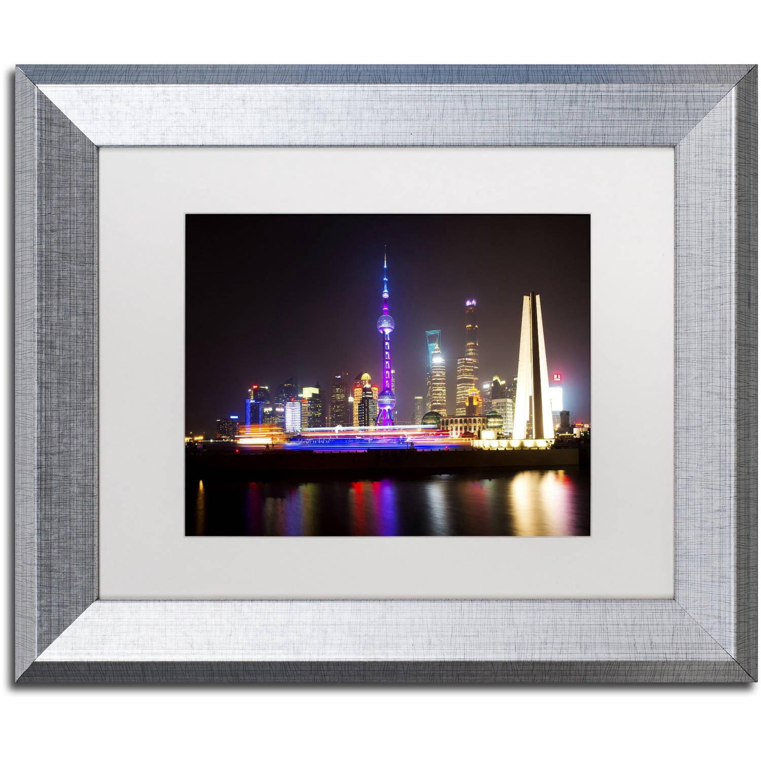 Trademark Fine Art "Shanghai City" Canvas Art by Philippe Hugonnard, White Matte, Silver Frame