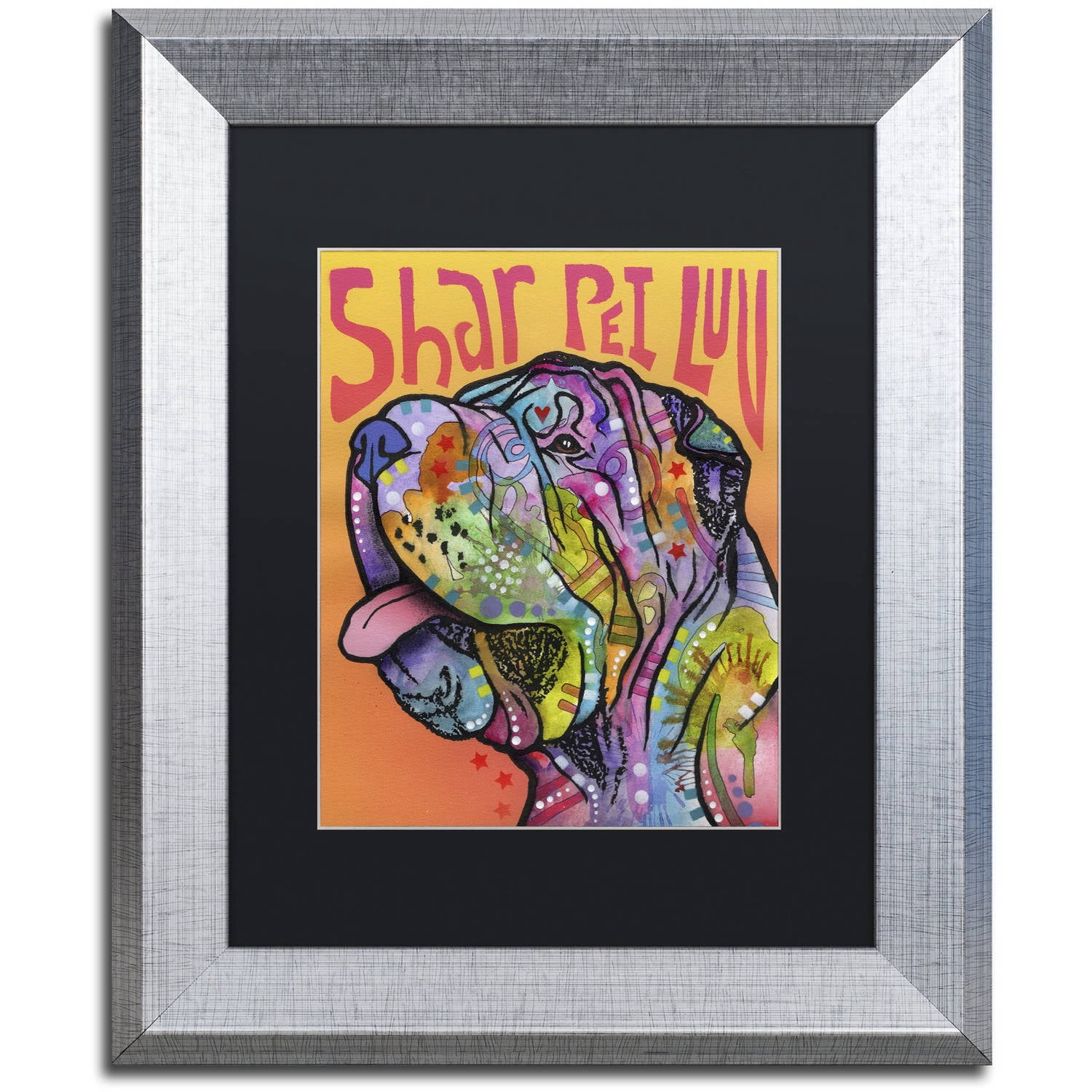Trademark Fine Art 'Shar Pei Love' Canvas Art by Dean Russo, Black Matte, Silver Frame