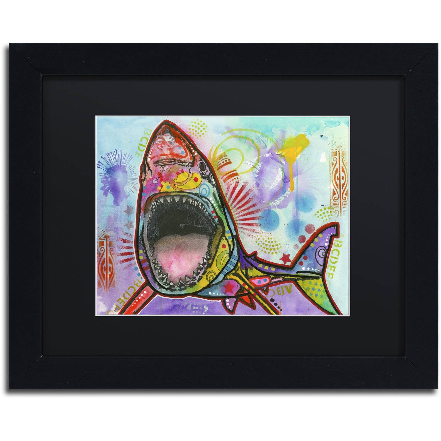 Trademark Fine Art "Shark 1" Canvas Art by Dean Russo, Black Matte, Black Frame