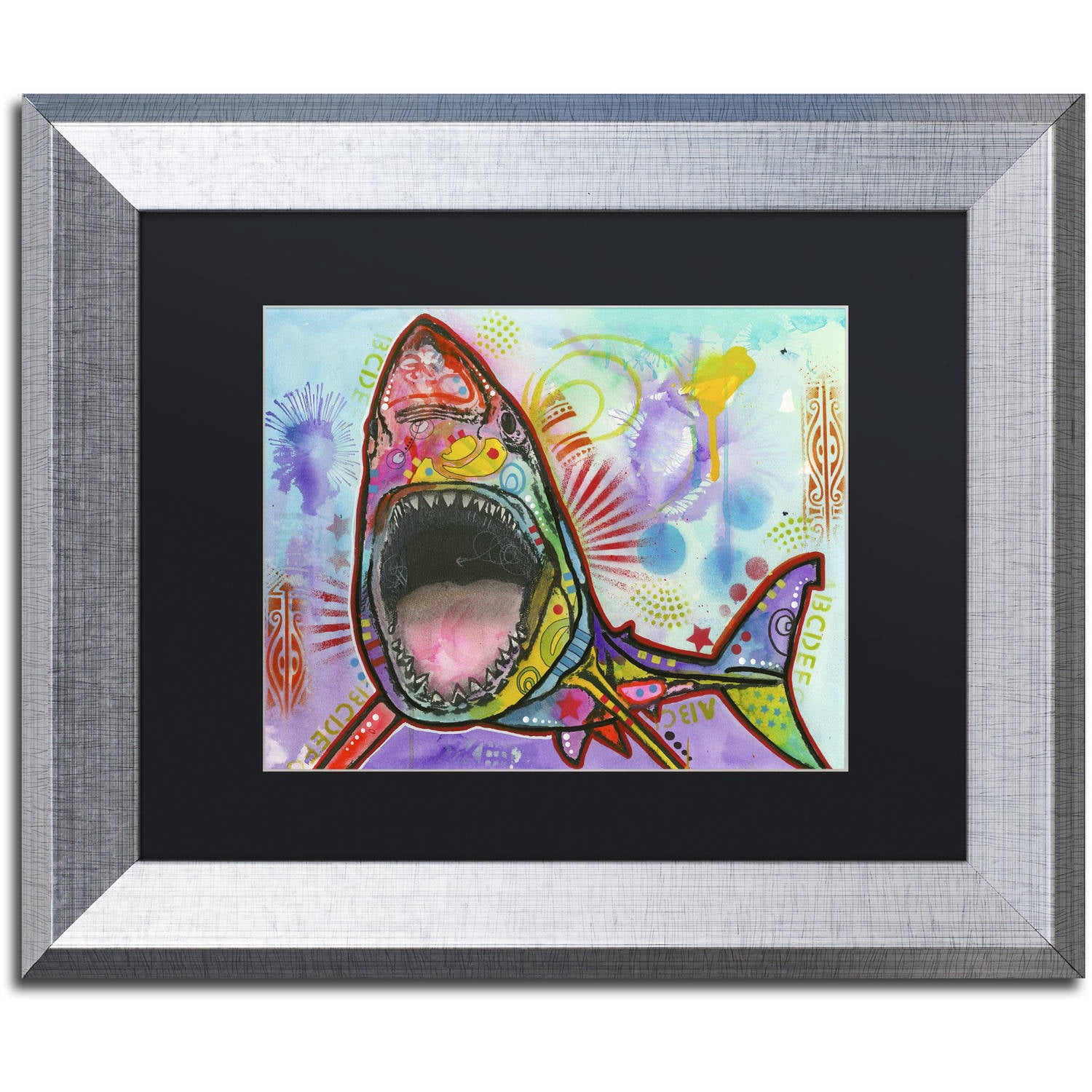 Trademark Fine Art "Shark 1" Canvas Art by Dean Russo, Black Matte, Silver Frame