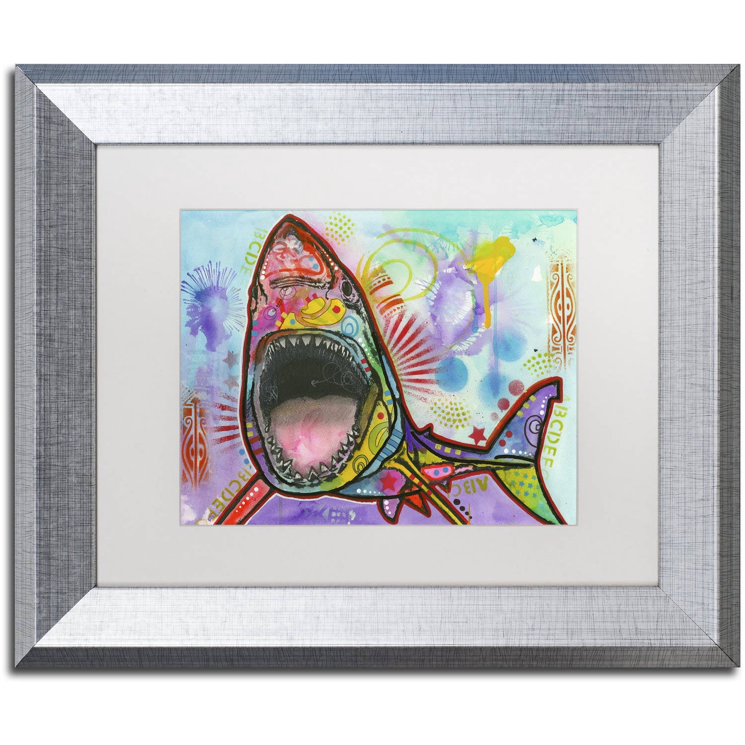 Trademark Fine Art "Shark 1" Canvas Art by Dean Russo, White Matte, Silver Frame