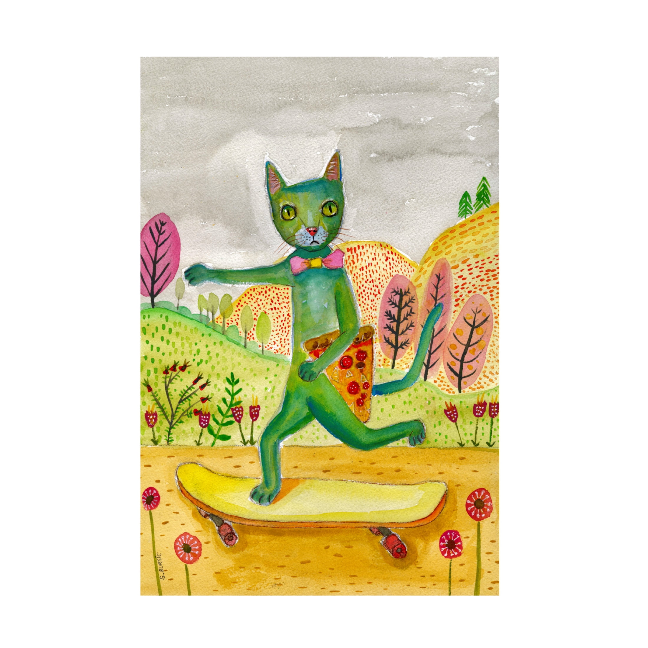 Trademark Fine Art Sharyn Bursic  Pizza Cat Canvas Wall Art