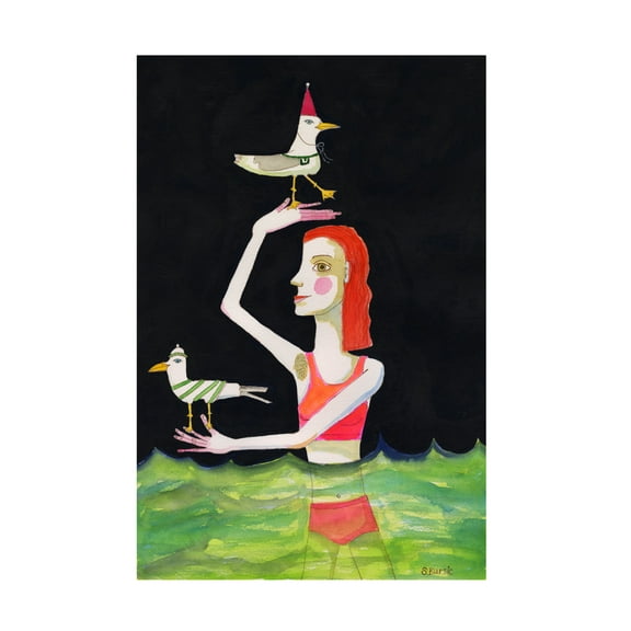 Trademark Fine Art Sharyn Bursic  Swimming Lady with birds Canvas Wall Art
