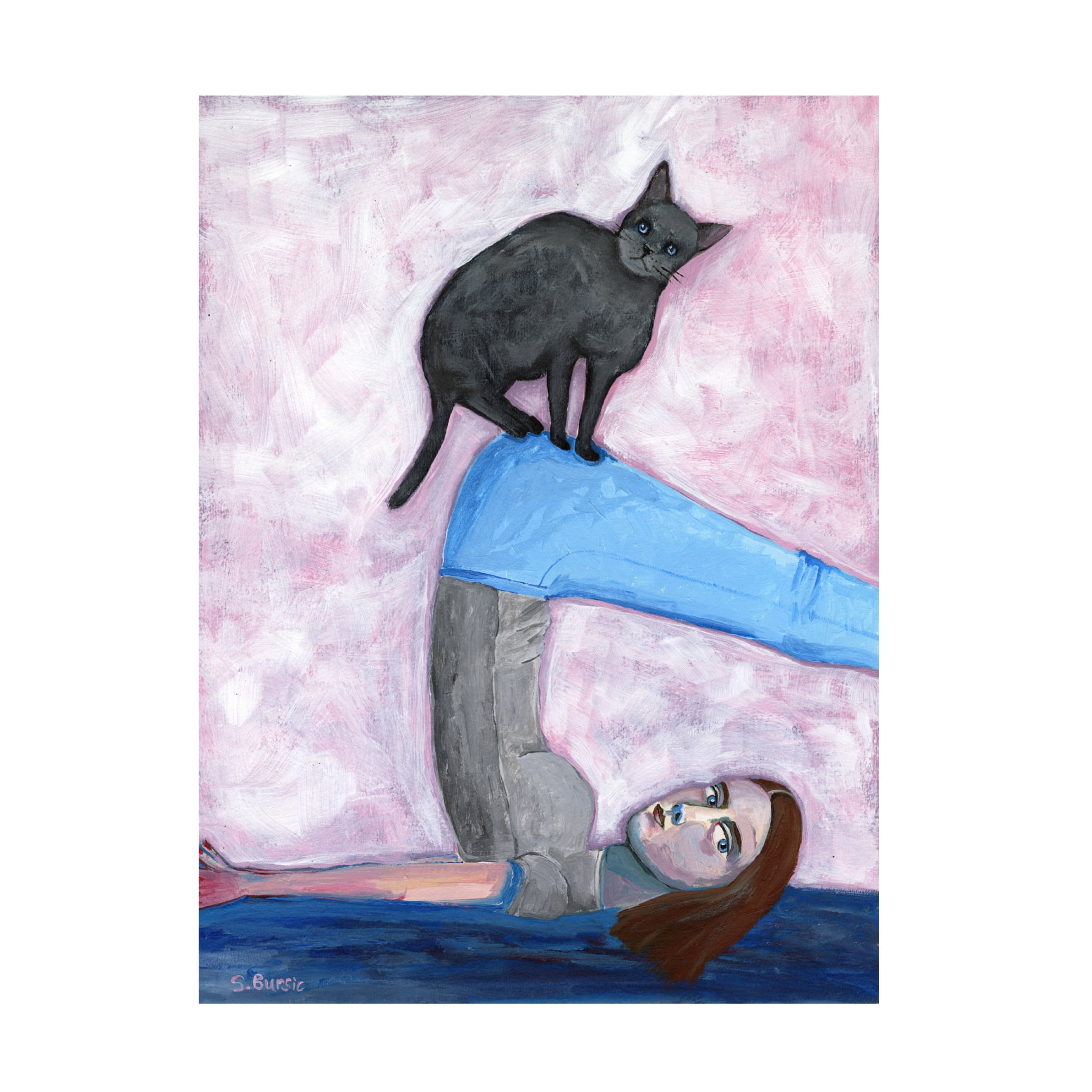 Trademark Fine Art Sharyn Bursic Yoga with my Cat Canvas Wall Art