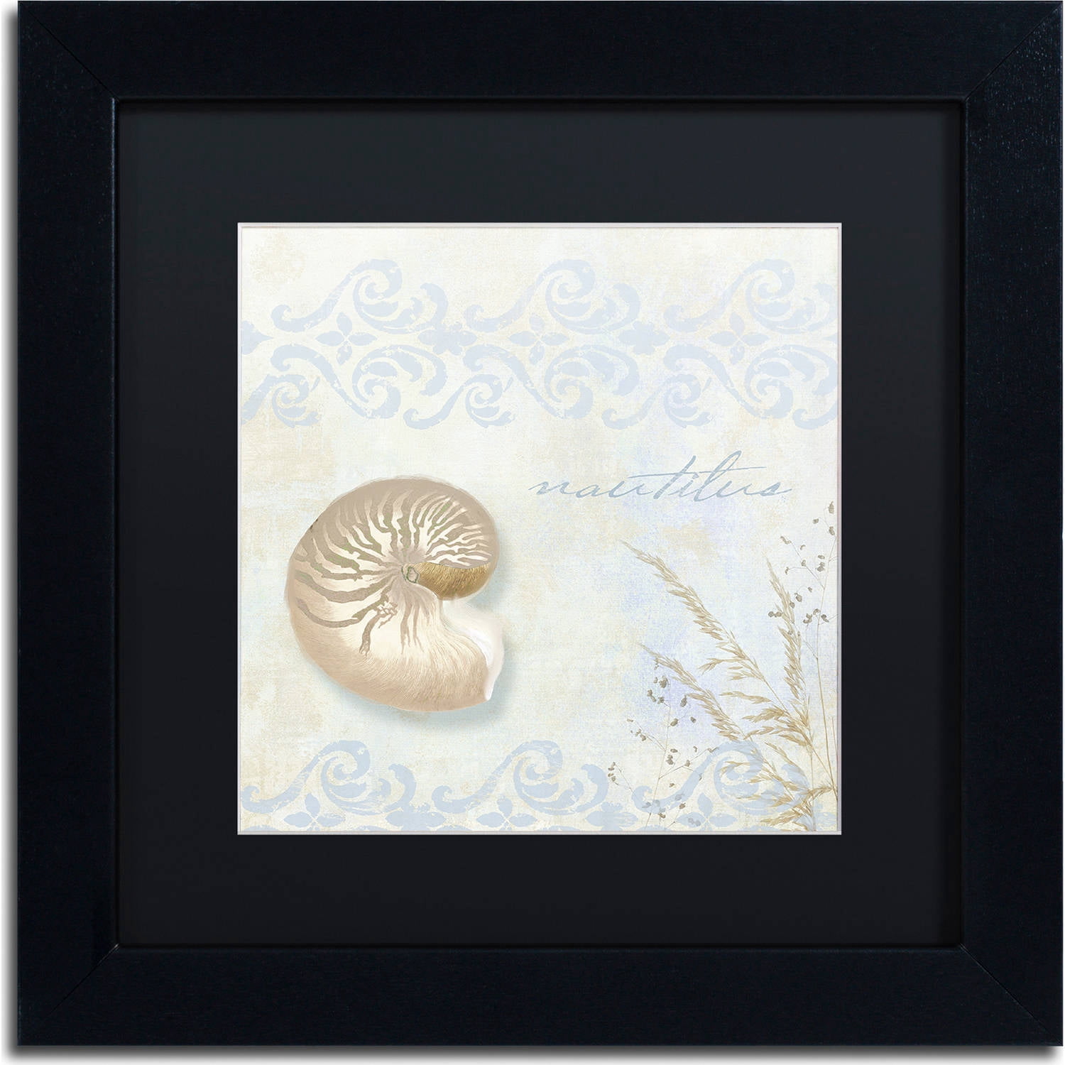Trademark Fine Art "She Sells Seashells I" Canvas Art by Color Bakery, Black Matte, Black Frame