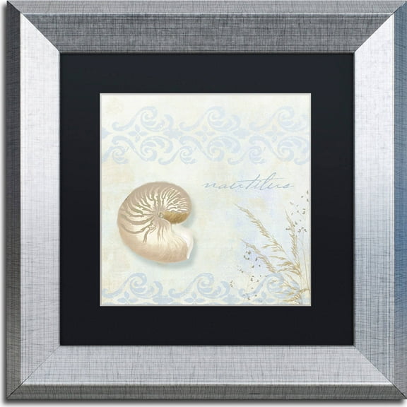 Trademark Fine Art "She Sells Seashells I" Canvas Art by Color Bakery, Black Matte, Silver Frame