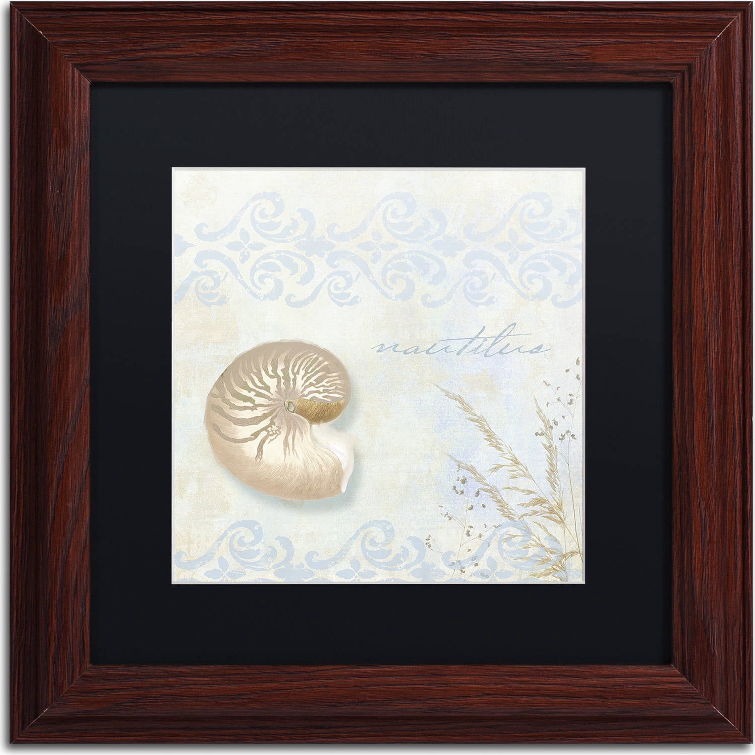 Trademark Fine Art "She Sells Seashells I" Canvas Art by Color Bakery, Black Matte, Wood Frame
