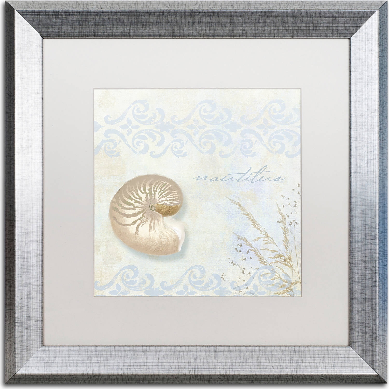 16x16 Silver Framed Nautical Canvas Art with White Matte