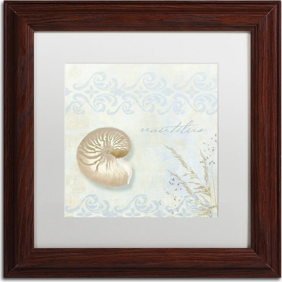 Trademark Fine Art "She Sells Seashells I" Canvas Art by Color Bakery, White Matte, Wood Frame