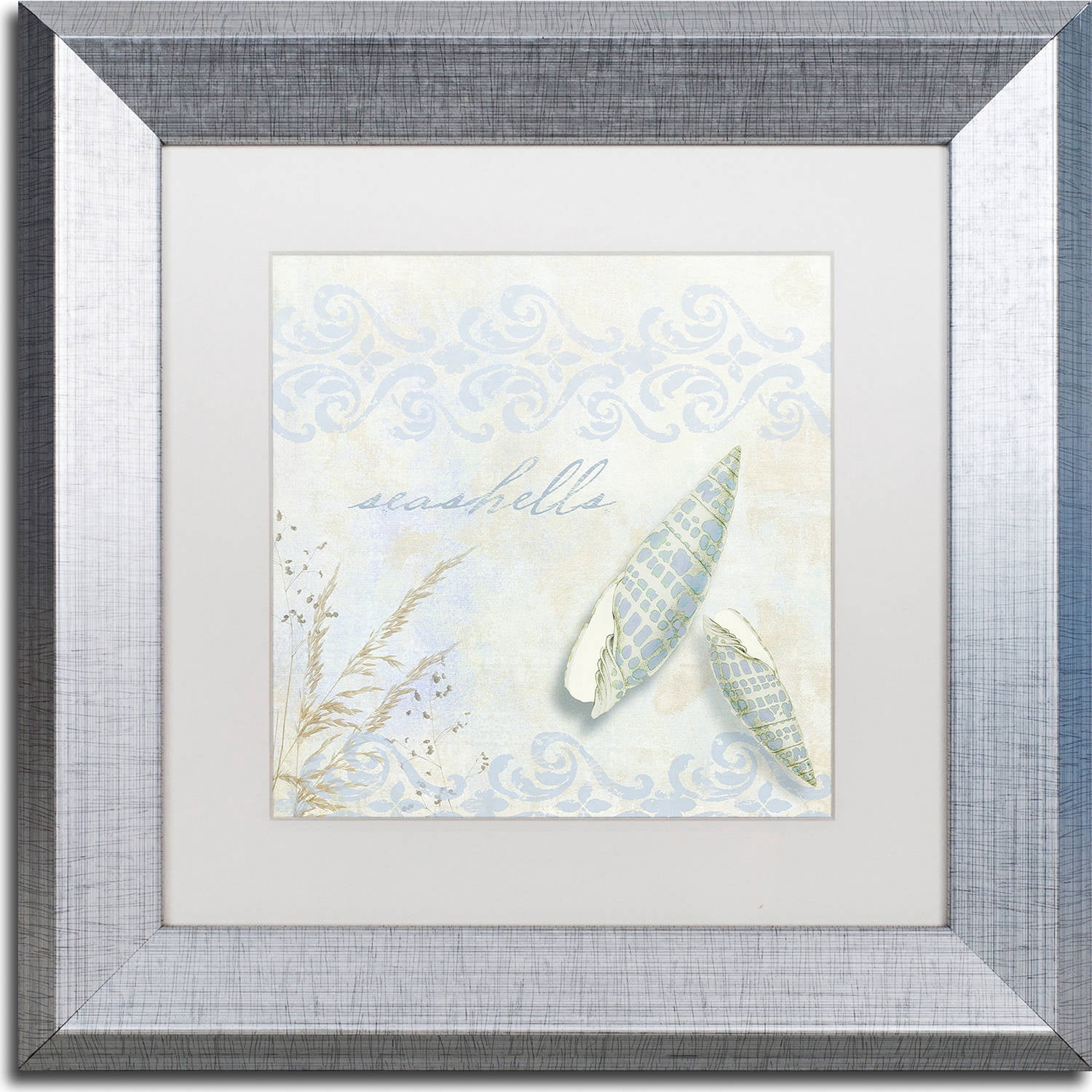 Trademark Fine Art "She Sells Seashells II" Canvas Art by Color Bakery, White Matte, Silver Frame