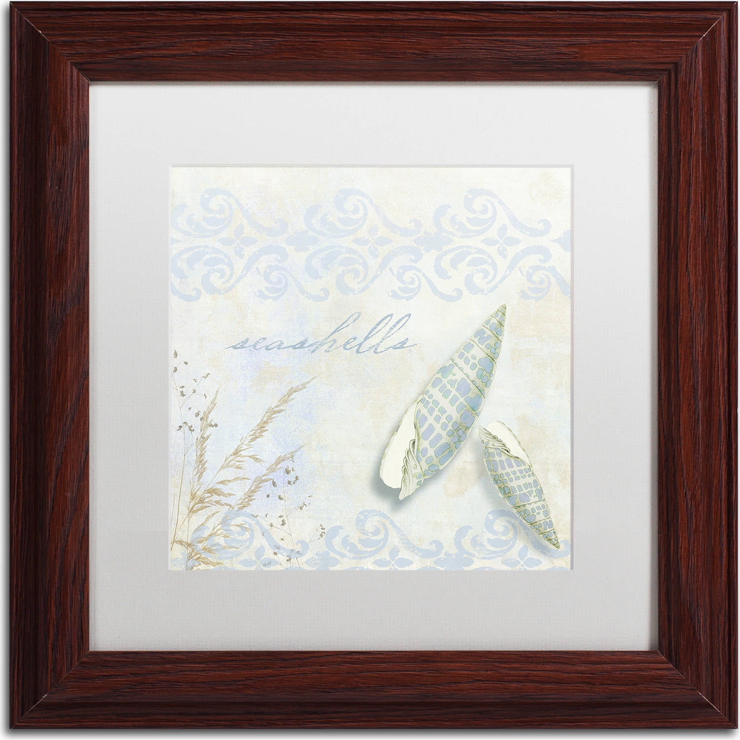 Trademark Fine Art "She Sells Seashells II" Canvas Art by Color Bakery, White Matte, Wood Frame