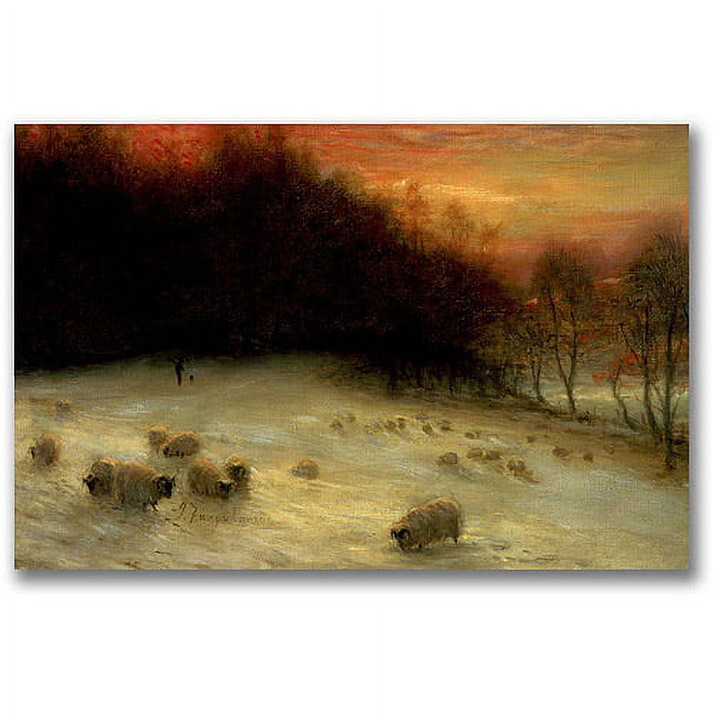 Trademark Fine Art "Sheep In A Winter Landscape" Canvas Wall Art by Joseph Farquharson
