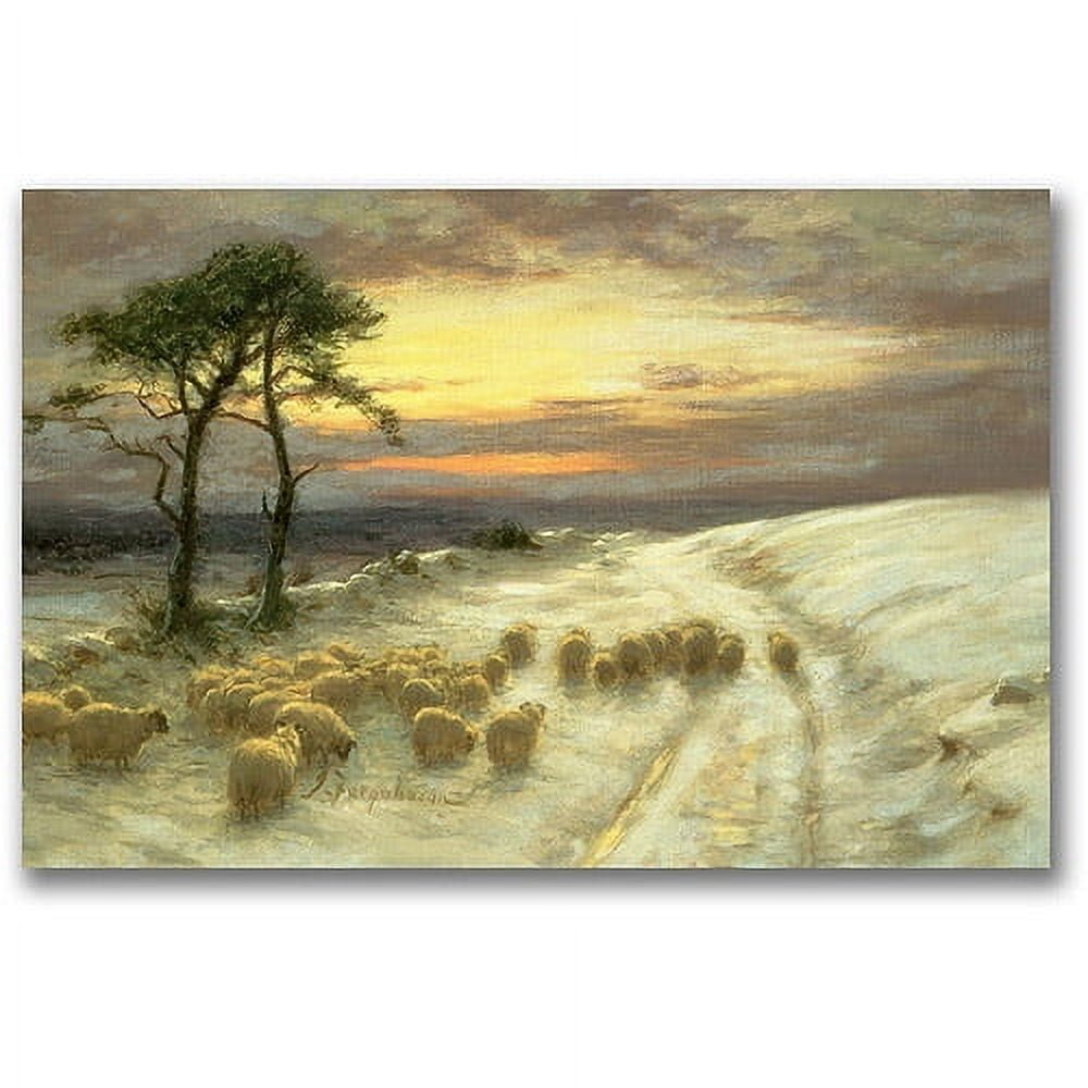Trademark Fine Art "Sheep In The Snow" Canvas Wall Art by Joseph Farquharson