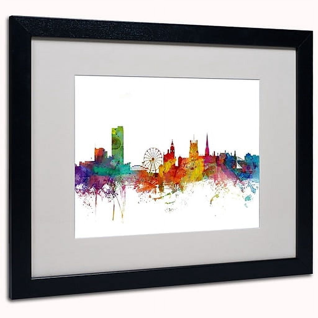 Trademark Fine Art "Sheffield England Skyline II" Canvas Art by Michael Tompsett, Black Frame
