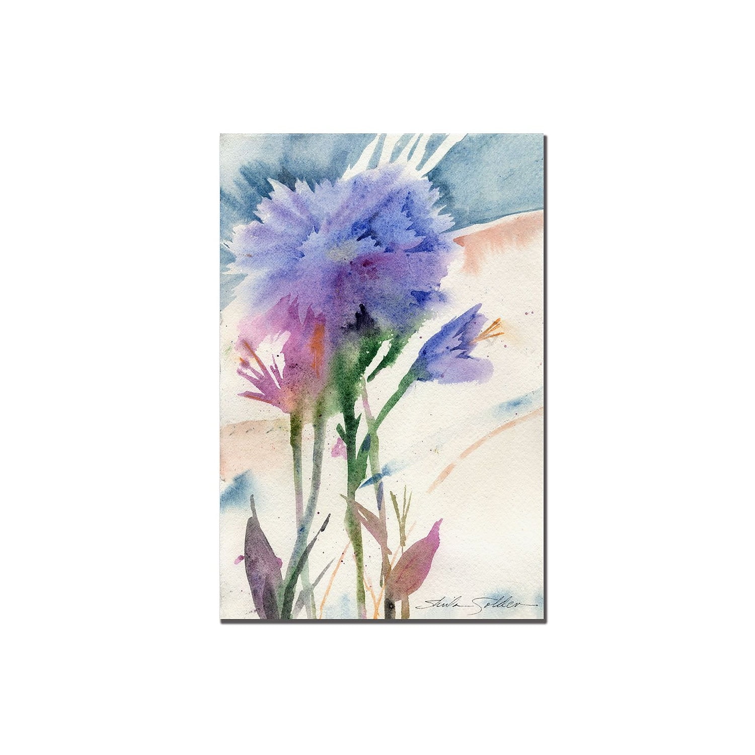 Trademark Fine Art Sheila Golden 'Blue Carnation' Canvas Art 16x24 Inches (SG037-C1624GG)