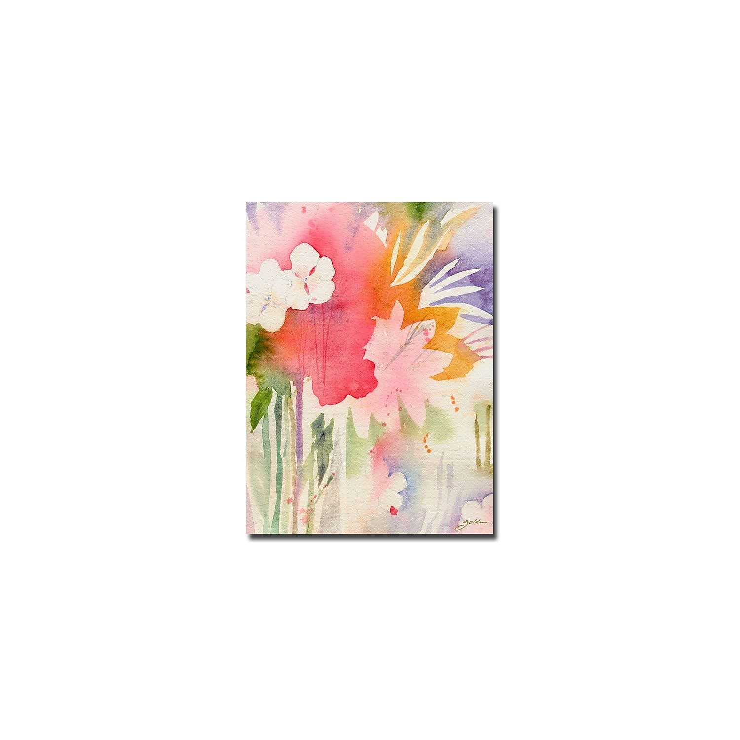 Trademark Fine Art Sheila Golden 'Pink Floral Shadows' Canvas Art 35x47 Inches (SG095-C3547GG)