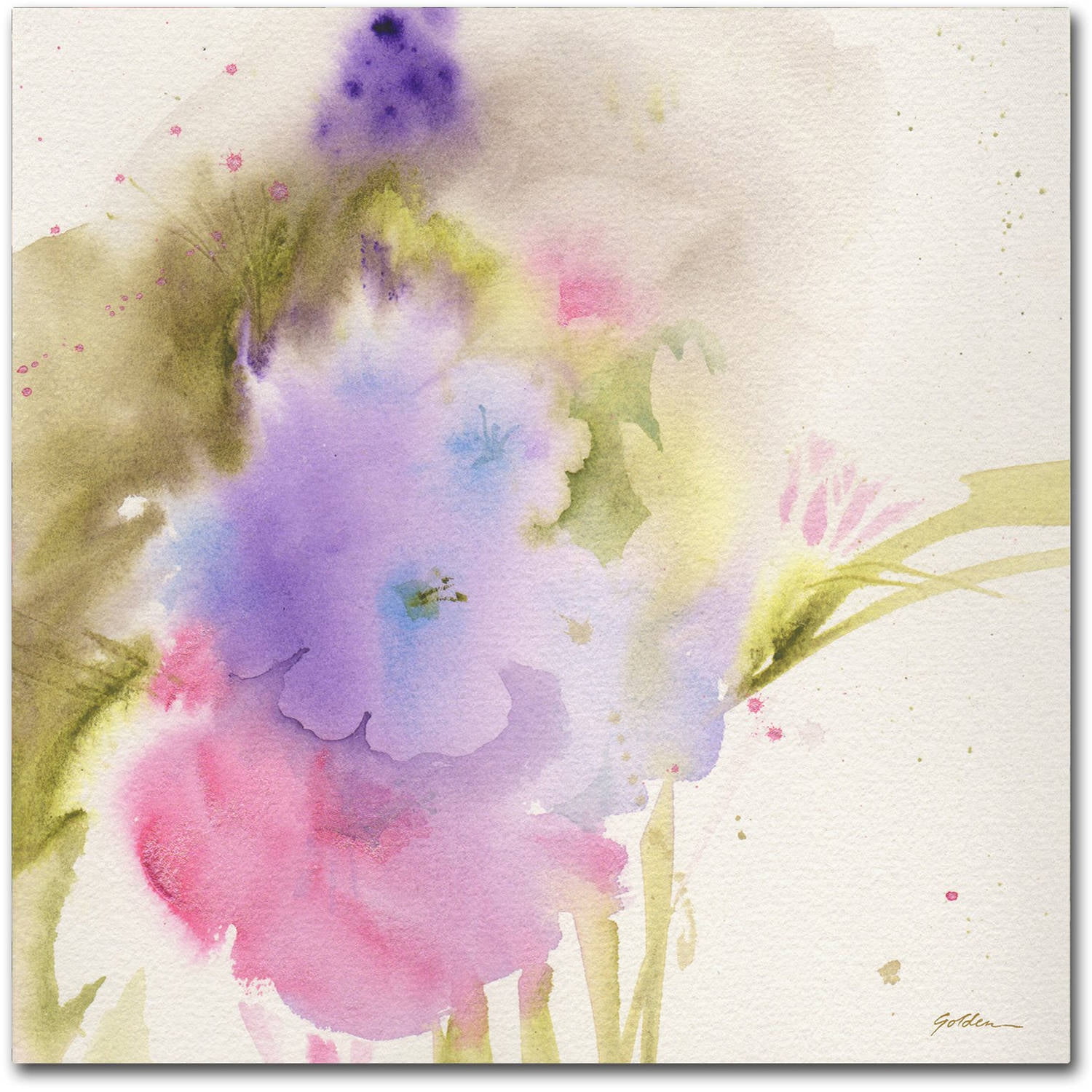 Trademark Fine Art Sheila Golden 'Purple Blooming' 18" x 18" Canvas Stretched Art Print (190836241026)