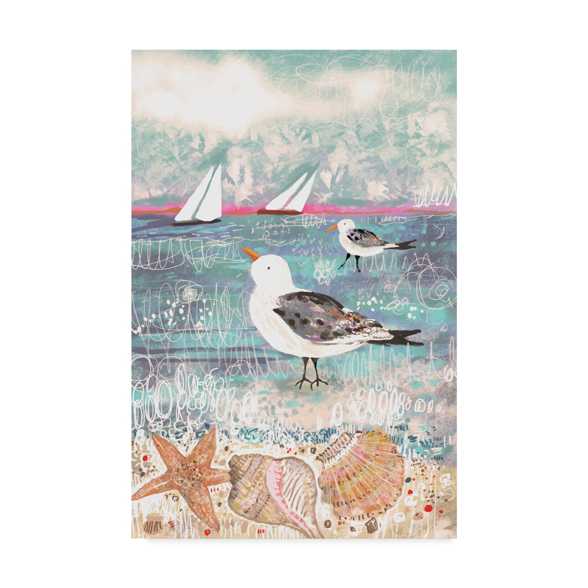 Trademark Fine Art 'Shells Birds Sail' Canvas Art by Karen Fields