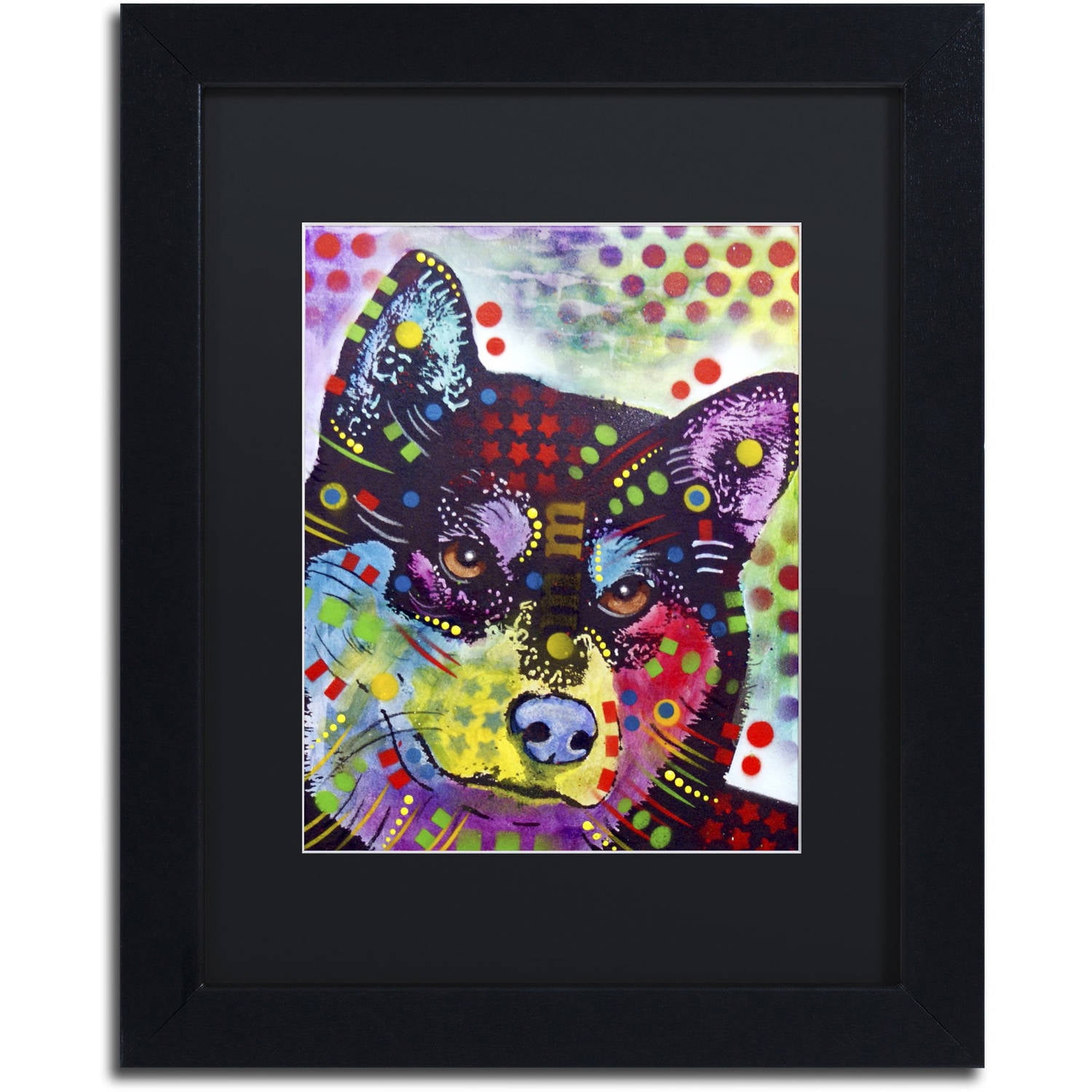 Trademark Fine Art "Shiba Inu" Canvas Art by Dean Russo, Black Matte, Black Frame