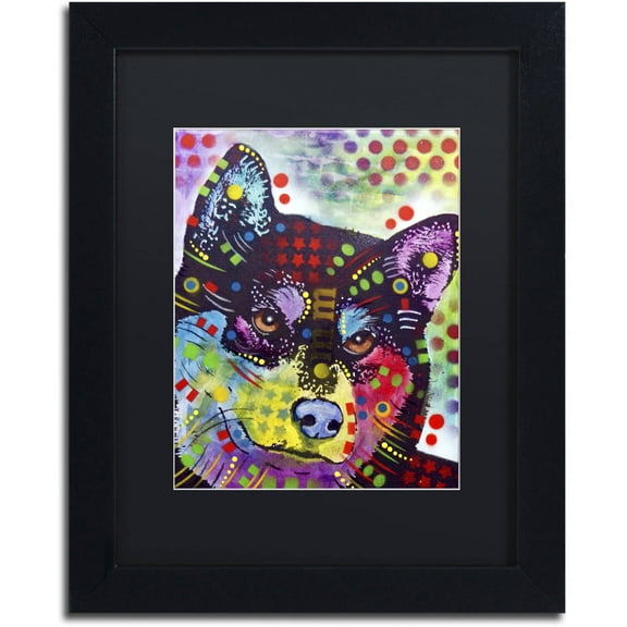 Trademark Fine Art "Shiba Inu" Canvas Art by Dean Russo, Black Matte, Black Frame