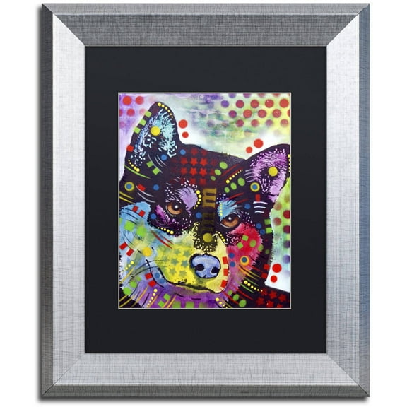 Trademark Fine Art "Shiba Inu" Canvas Art by Dean Russo, Black Matte, Silver Frame