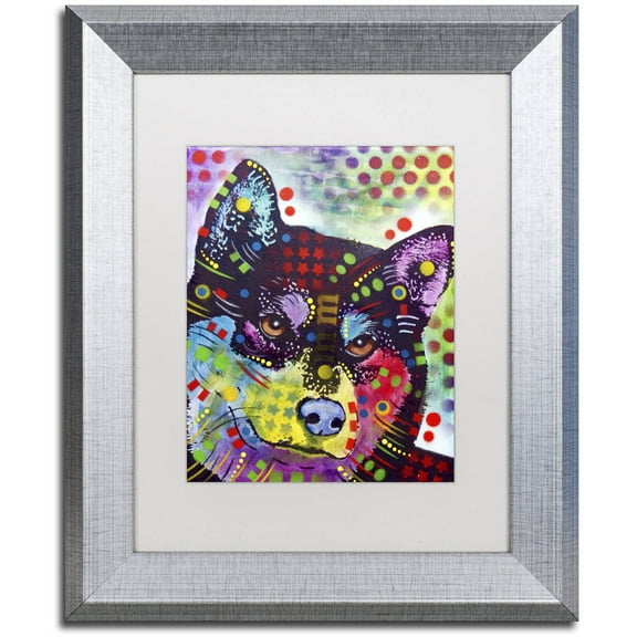 Trademark Fine Art "Shiba Inu" Canvas Art by Dean Russo, White Matte, Silver Frame