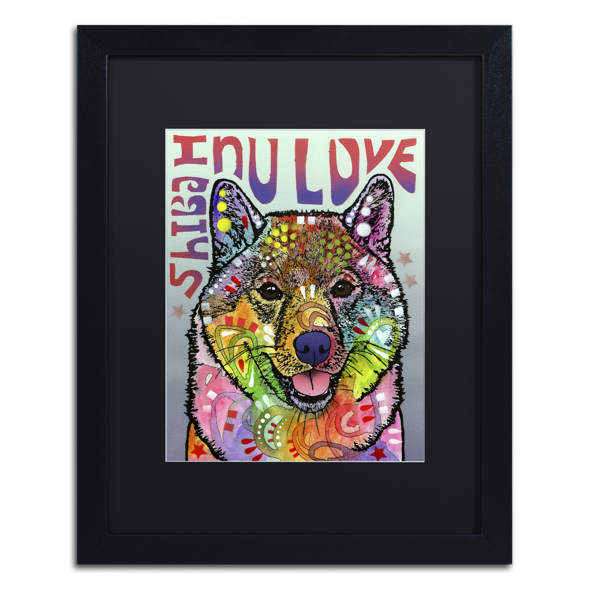Trademark Fine Art 'Shiba Inu Luv' Black Framed Art by Dean Russo