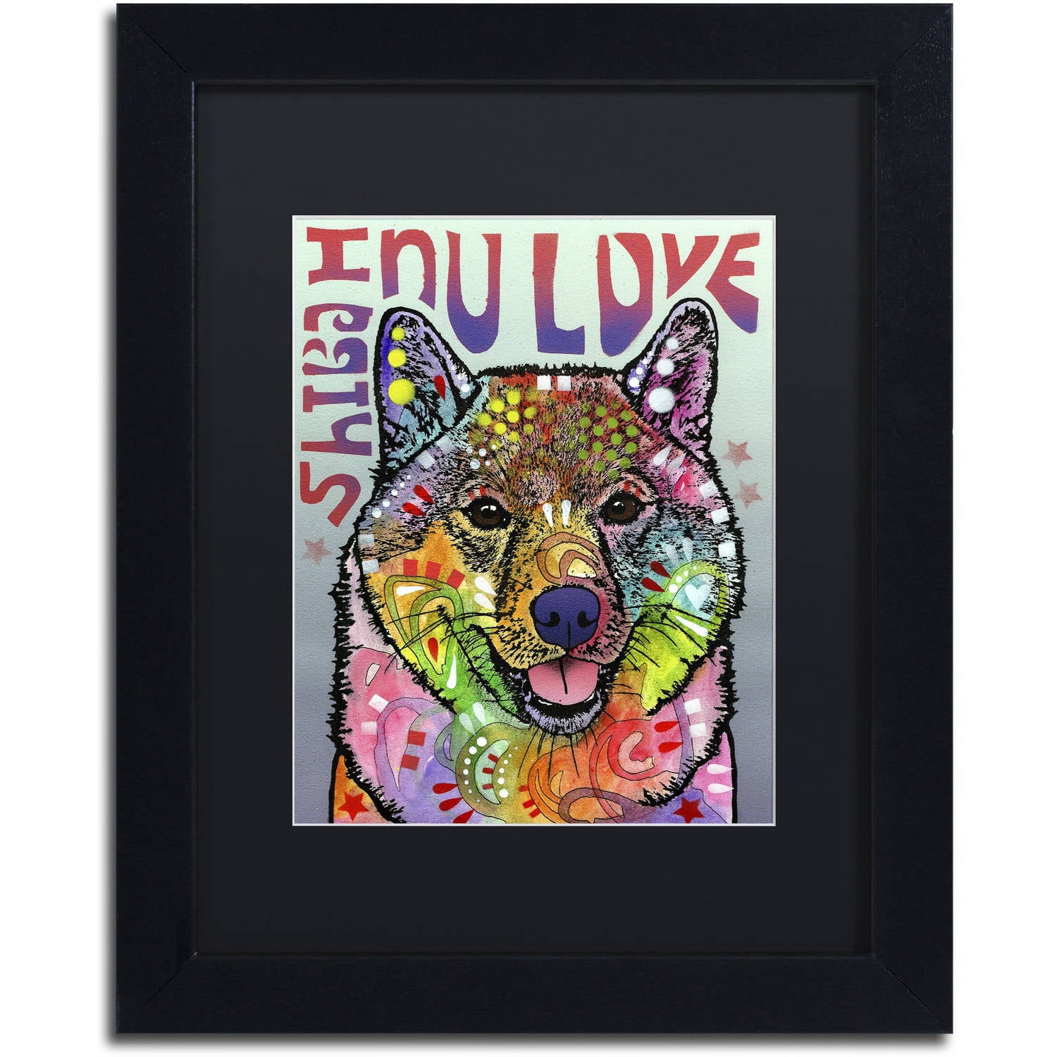 Trademark Fine Art 'Shiba Inu Luv' Canvas Art by Dean Russo, Black Matte, Black Frame