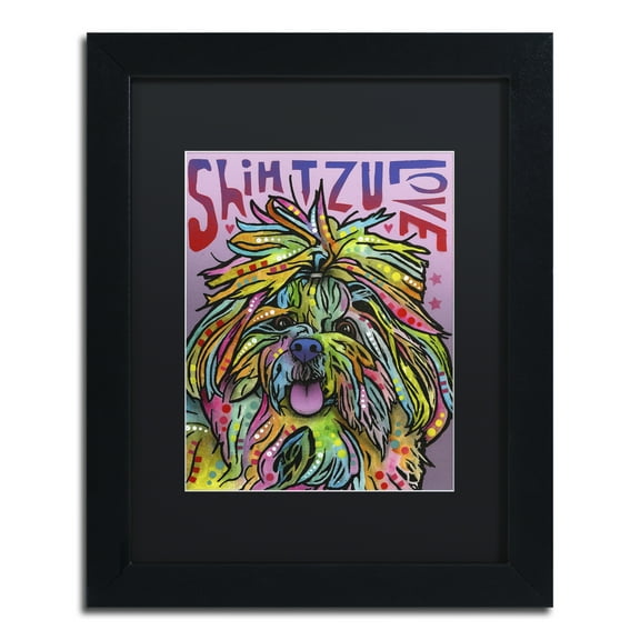 Trademark Fine Art 'Shih Tzu Luv' Black Framed Art by Dean Russo