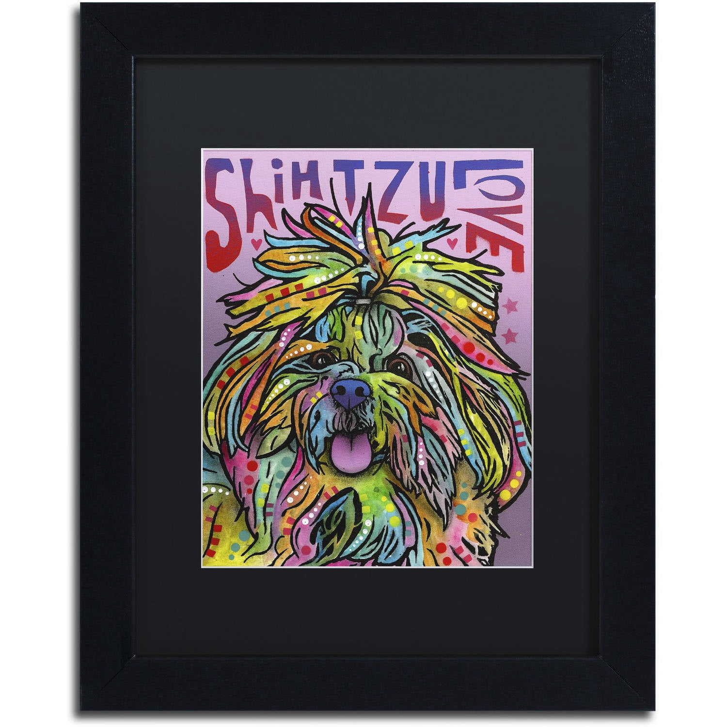 Trademark Fine Art 'Shih Tzu Luv' Canvas Art by Dean Russo, Black Matte, Black Frame
