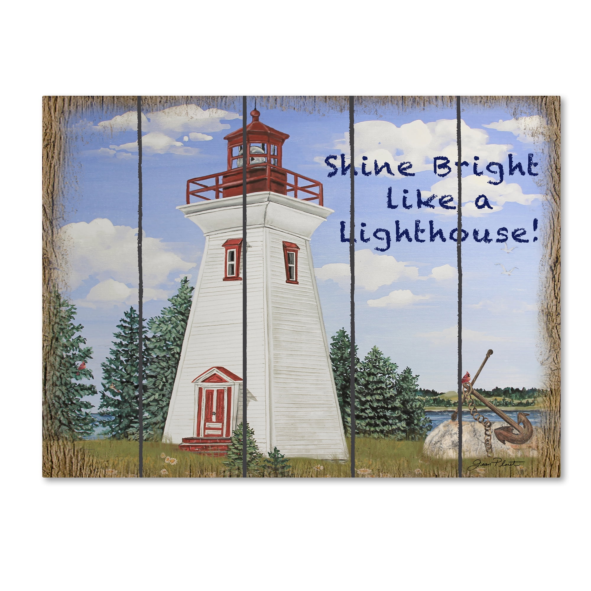 Trademark Fine Art 'Shine Bright Lighthouse' Canvas Art by Jean Plout