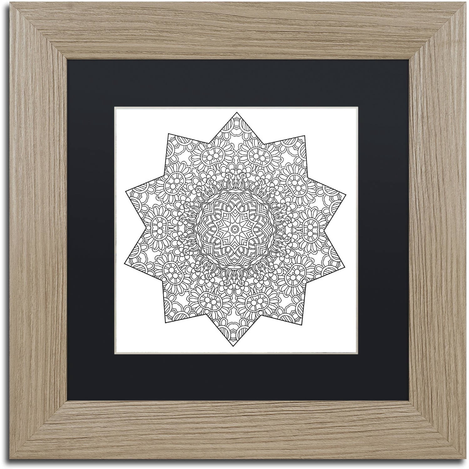 Trademark Fine Art "Shining Mandala" Canvas Art by Kathy G. Ahrens, Black Matte, Birch Frame