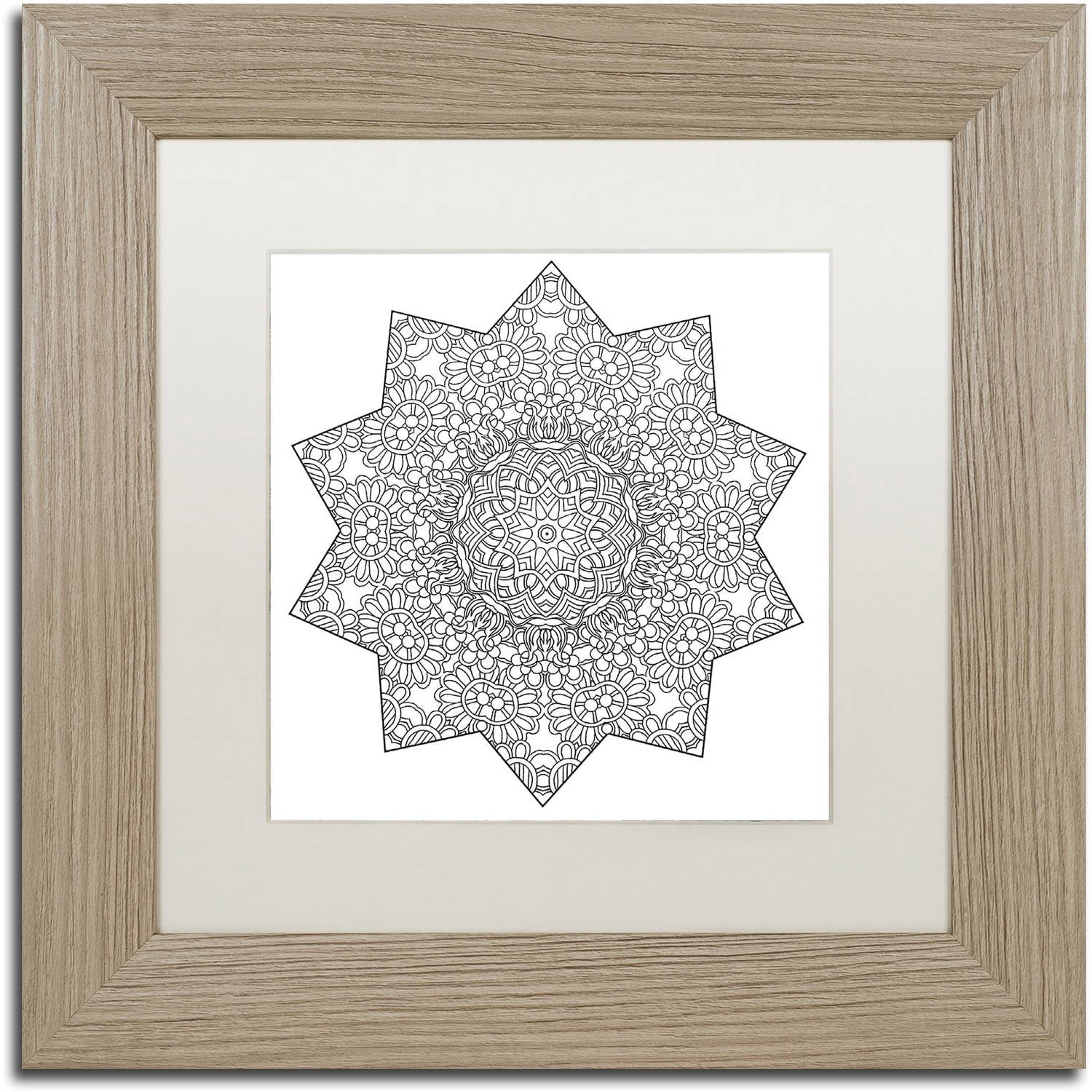 Trademark Fine Art "Shining Mandala" Canvas Art by Kathy G. Ahrens, White Matte, Birch Frame