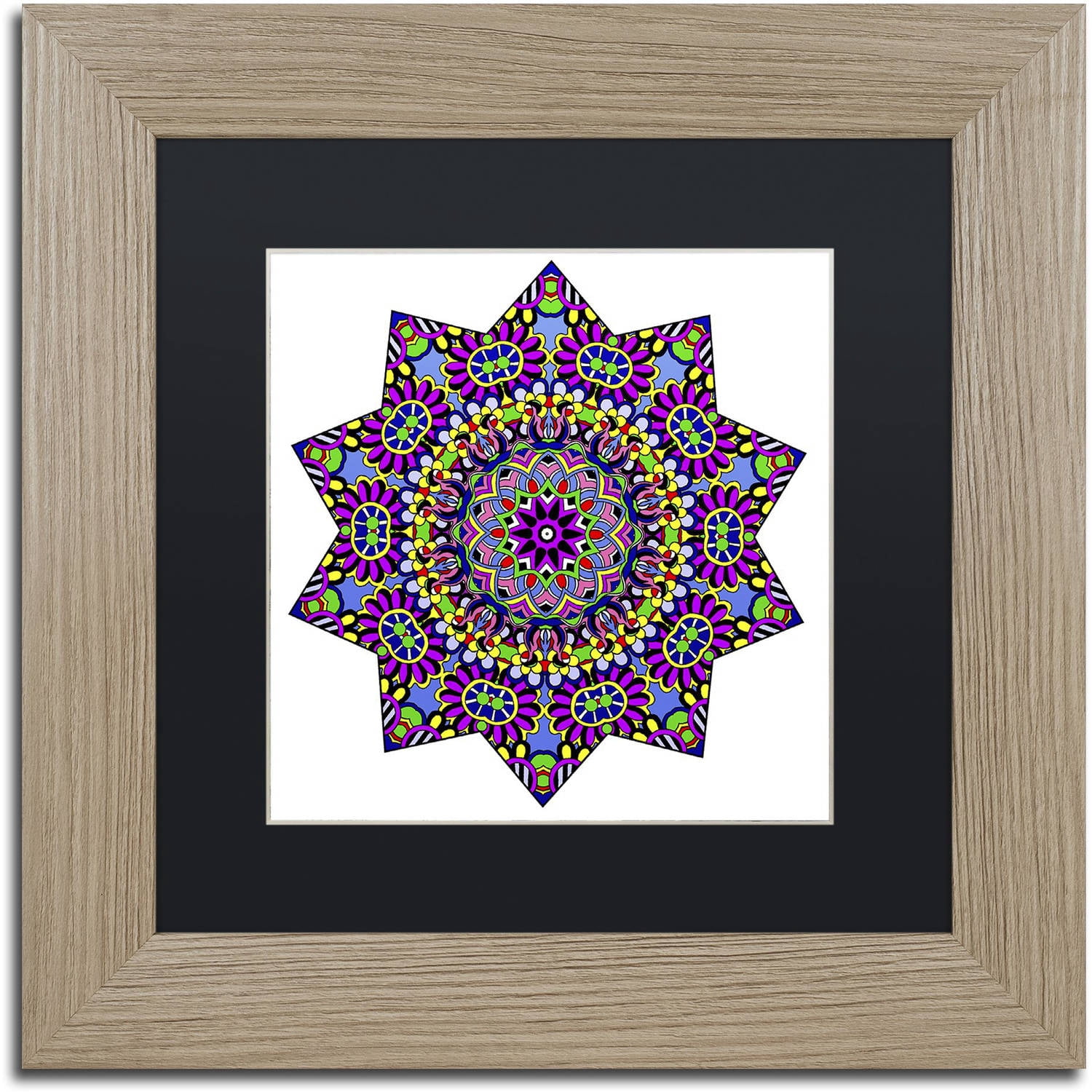 Trademark Fine Art "Shining Mandala in Purples" Canvas Art by Kathy G. Ahrens, Black Matte, Birch Frame