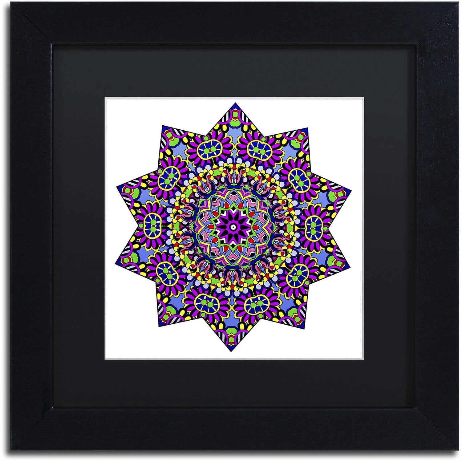 Trademark Fine Art "Shining Mandala in Purples" Canvas Art by Kathy G. Ahrens, Black Matte, Black Frame