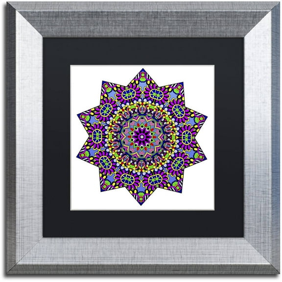 Trademark Fine Art "Shining Mandala in Purples" Canvas Art by Kathy G. Ahrens, Black Matte, Silver Frame