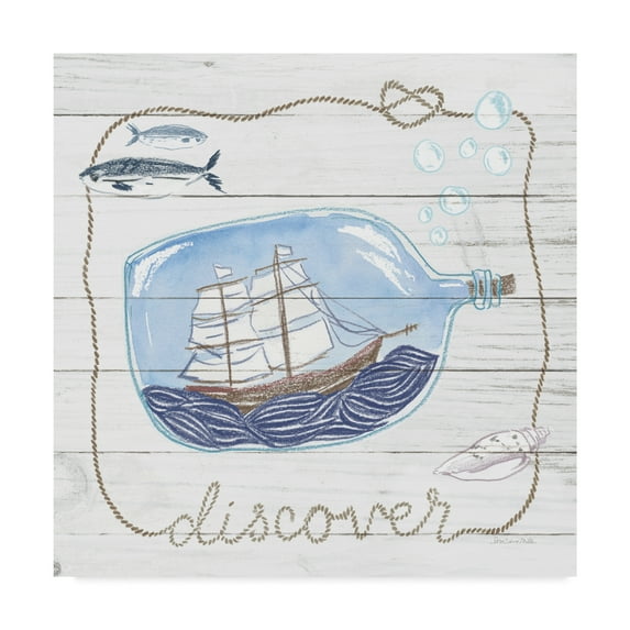 Trademark Fine Art 'Ship in a Bottle Discover Shiplap' Canvas Art by Sara Zieve Miller