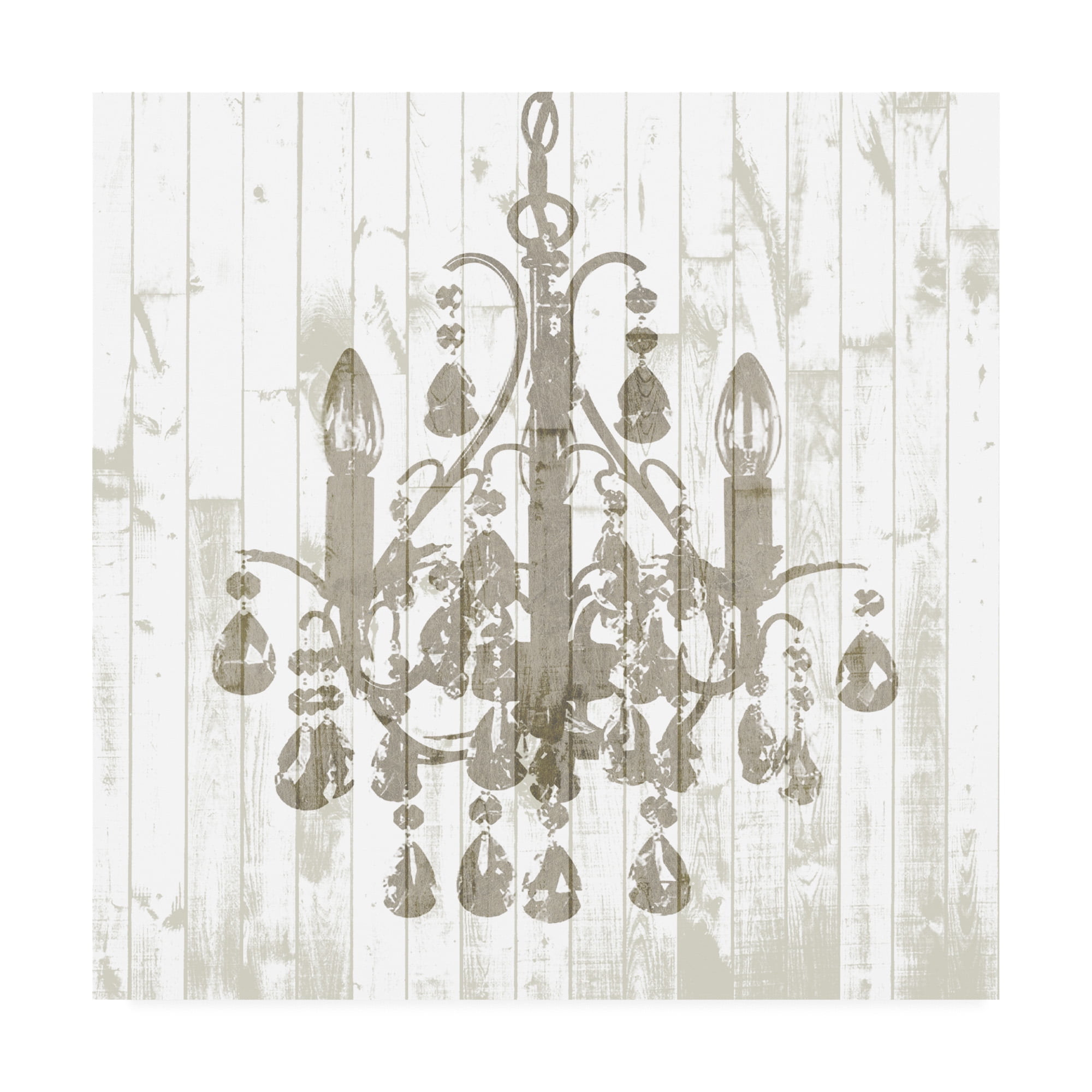 24x24 White and Gray Canvas Art with Chandelier Silhouette