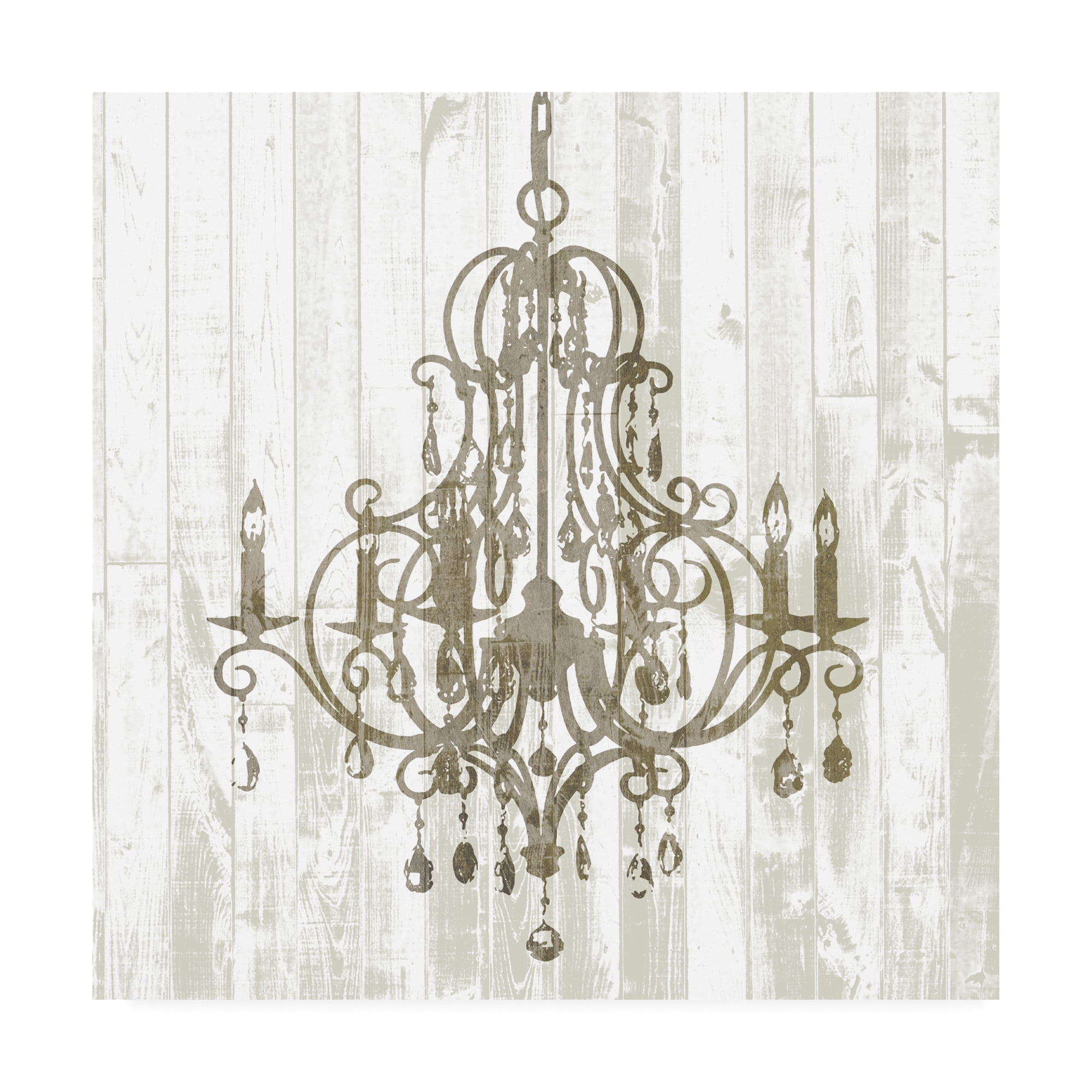 Shiplap Chandelier II 24x24 White and Gray Canvas Print