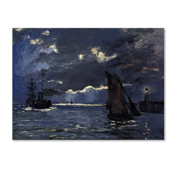 Trademark Fine Art 'Shipping By Moonlight' Canvas Art by Monet