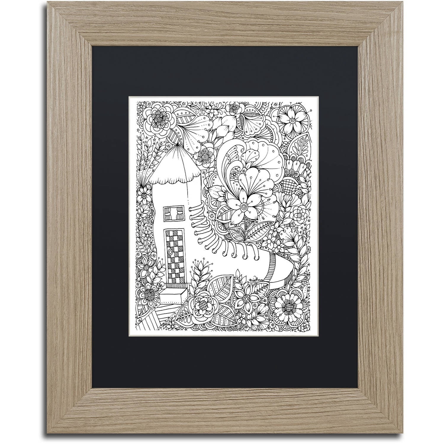 Trademark Fine Art "Shoe House" Canvas Art by KCDoodleArt Black Matte, Birch Frame