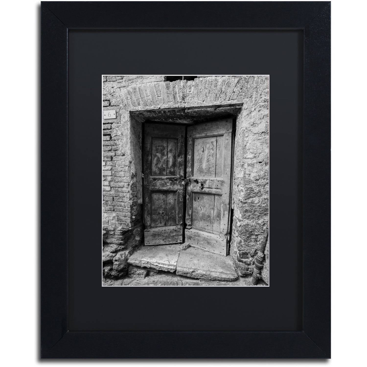 Trademark Fine Art "Siena Door" Canvas Art by Moises Levy Black Matte, Black Frame